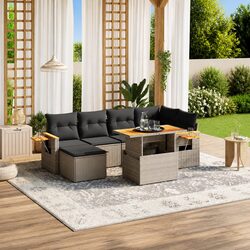 Practical 7 Piece Grey Patio Sofa Set for Any Outdoor Space