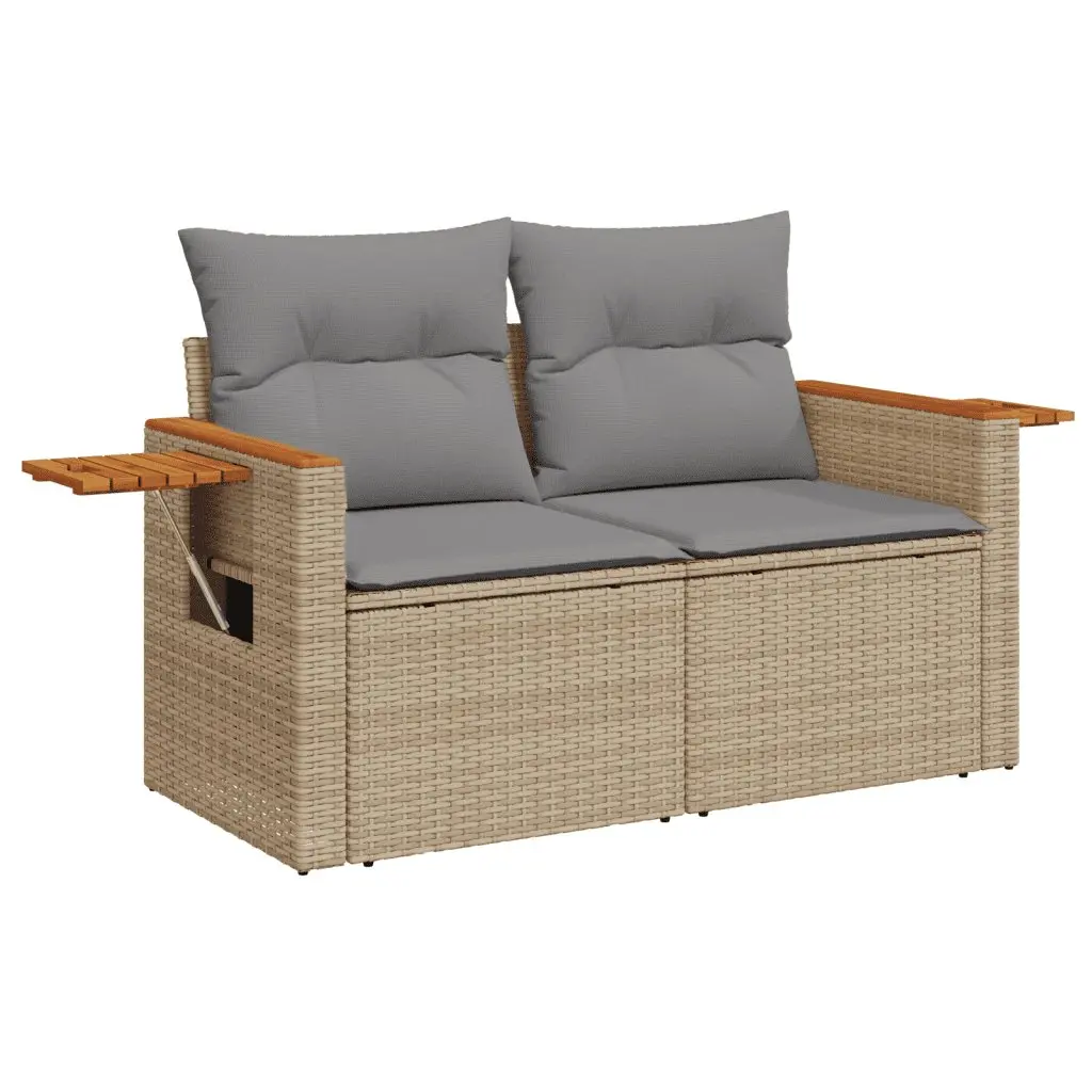 Garden Sofa Set 10 Piece Outdoor Furniture Patio Beige Poly Rattan Modular