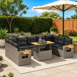 Practical 10-Piece Grey Sofa Set for Your Outdoor Needs