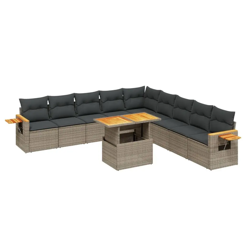 Garden Sofa Set Poly Rattan 11 Piece Outdoor Furniture Grey Modular Patio