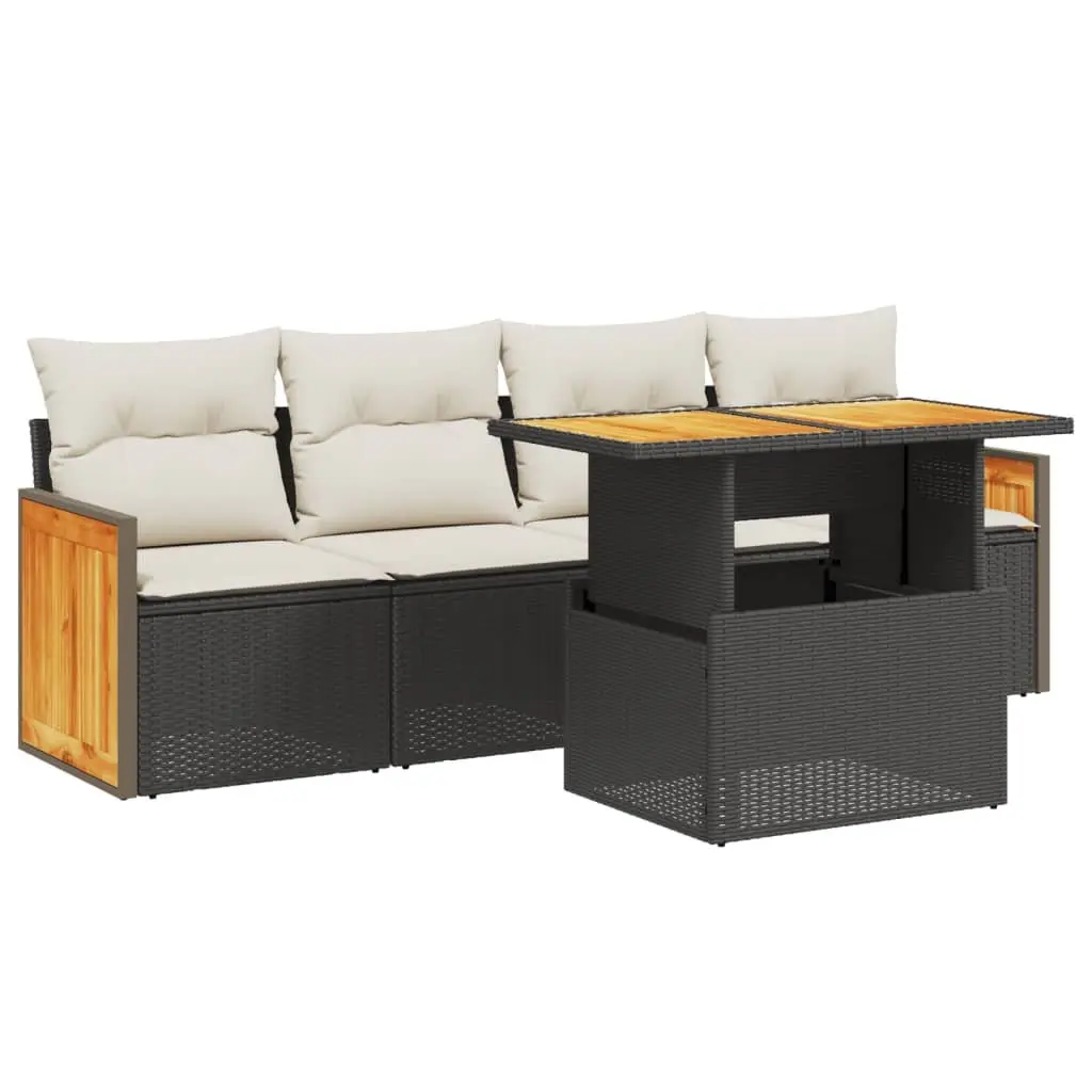 5 Piece Garden Sofa Set Outdoor Furniture Patio Seating with Cushions Black