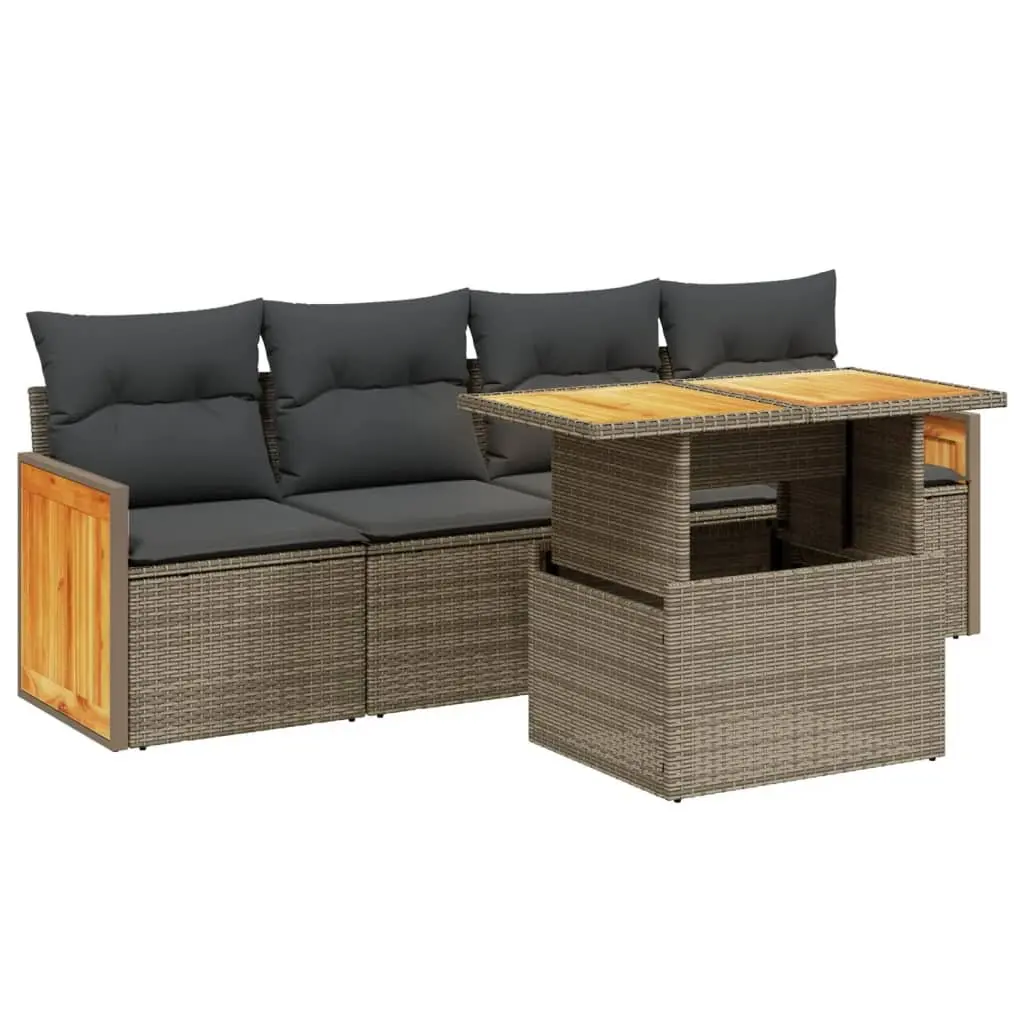 Garden Sofa Set PE Rattan Modular 5 Piece Outdoor Furniture Grey
