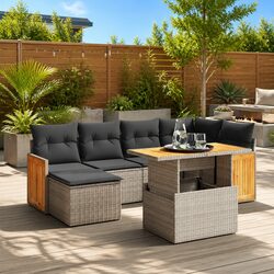 Outdoor Garden Sofa Set 7 Piece Furniture Patio Lounge Cushions Grey