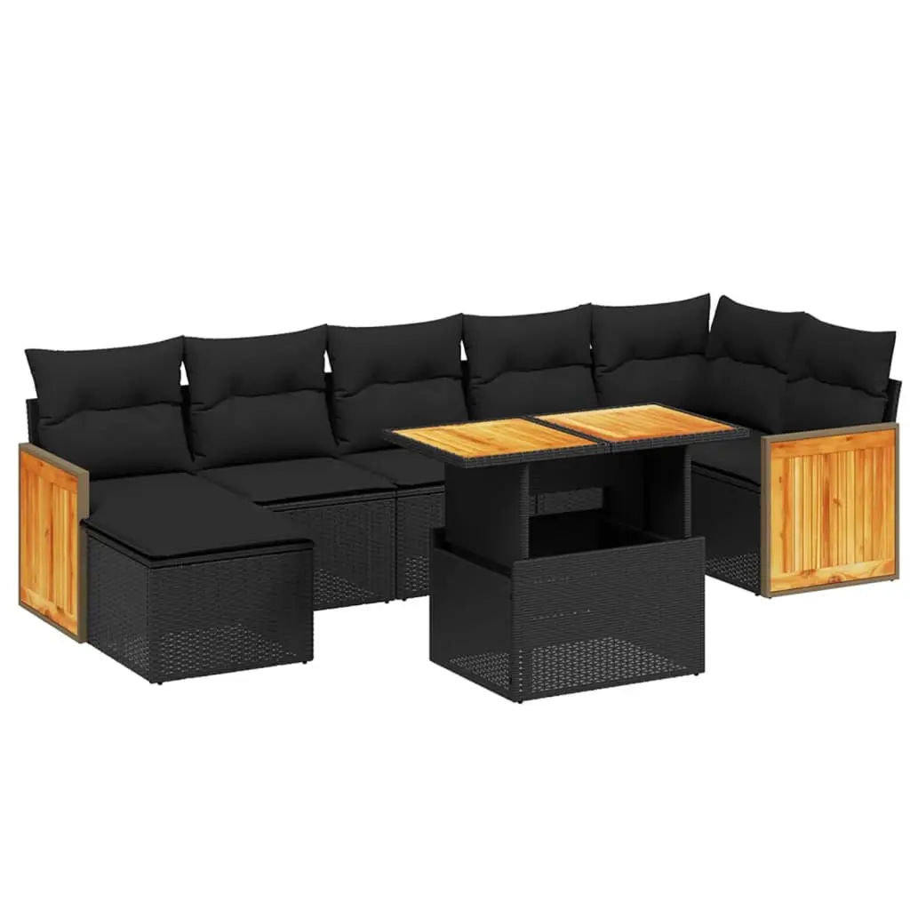 Garden Sofa Set 8 Piece Outdoor Furniture Patio Lounge Black Poly Rattan Modular