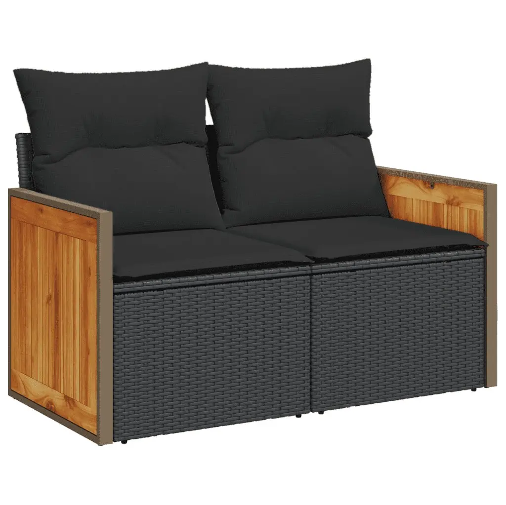 Garden Sofa Set 8 Piece Outdoor Furniture Patio Lounge Black Poly Rattan Modular