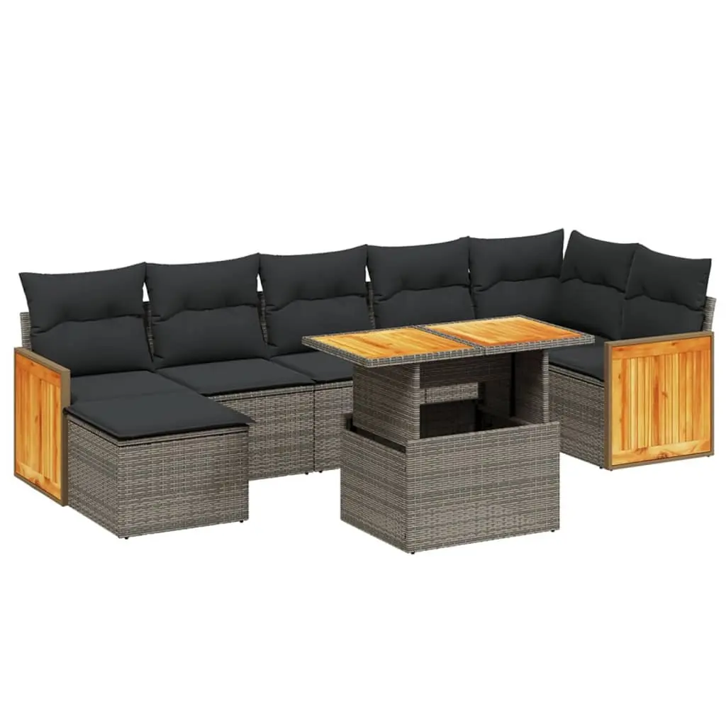 Garden Sofa Set 8 Piece Outdoor Furniture Patio Grey Poly Rattan Modular