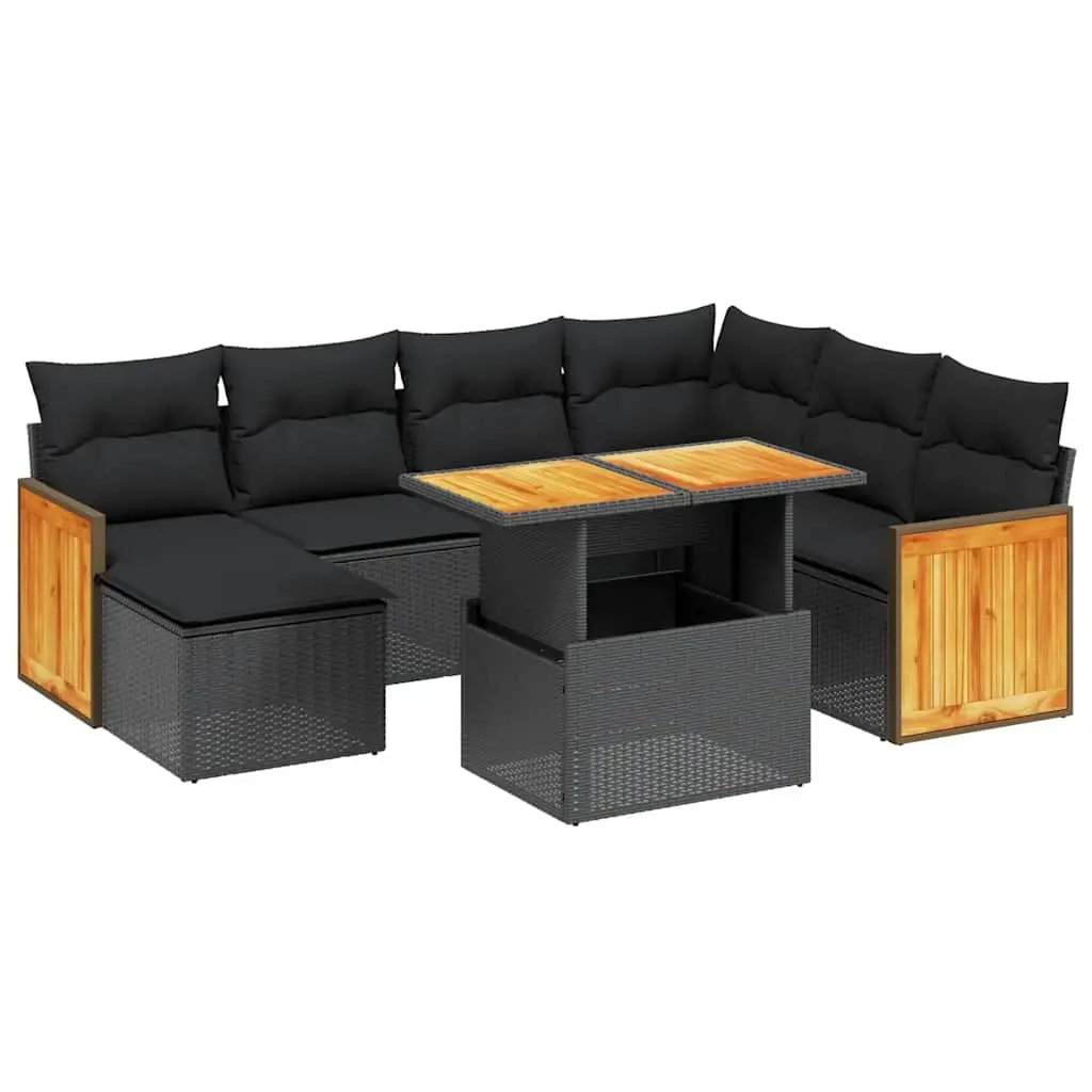 Garden Sofa Set 8 Piece Outdoor Furniture Patio Lounge Black Poly Rattan Modular
