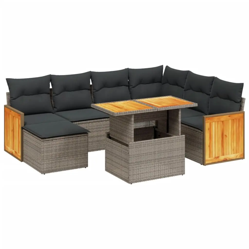 Garden Sofa Set 8 Piece Modular PE Rattan Outdoor Furniture Grey with Cushions