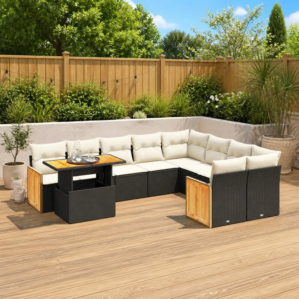 Garden Sofa Set PE Rattan Modular 10 Piece Outdoor Furniture Patio Black