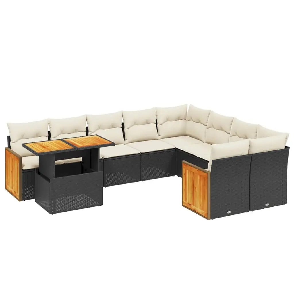 Garden Sofa Set PE Rattan Modular 10 Piece Outdoor Furniture Patio Black