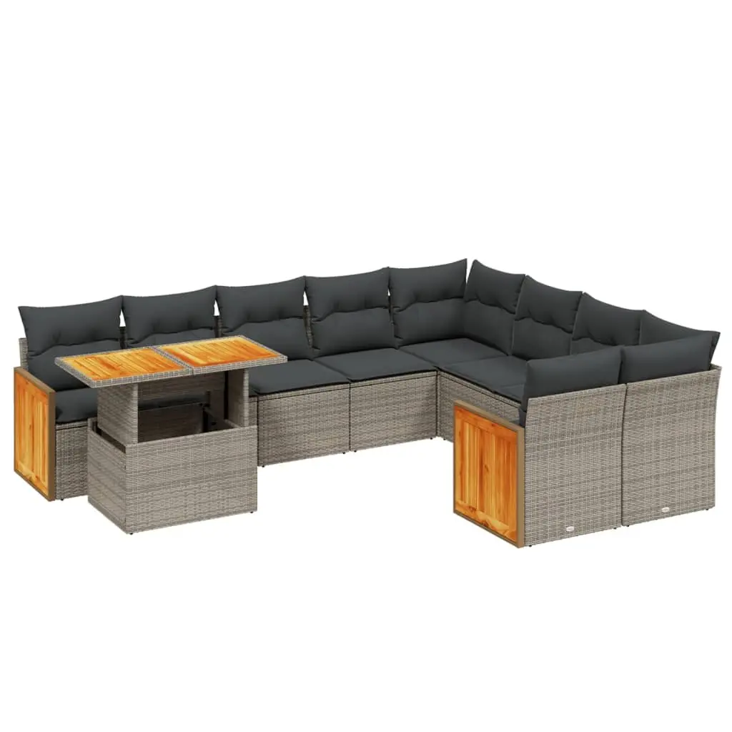 Garden Sofa Set 10 Piece Outdoor Furniture Grey Rattan Patio Sectional Modular