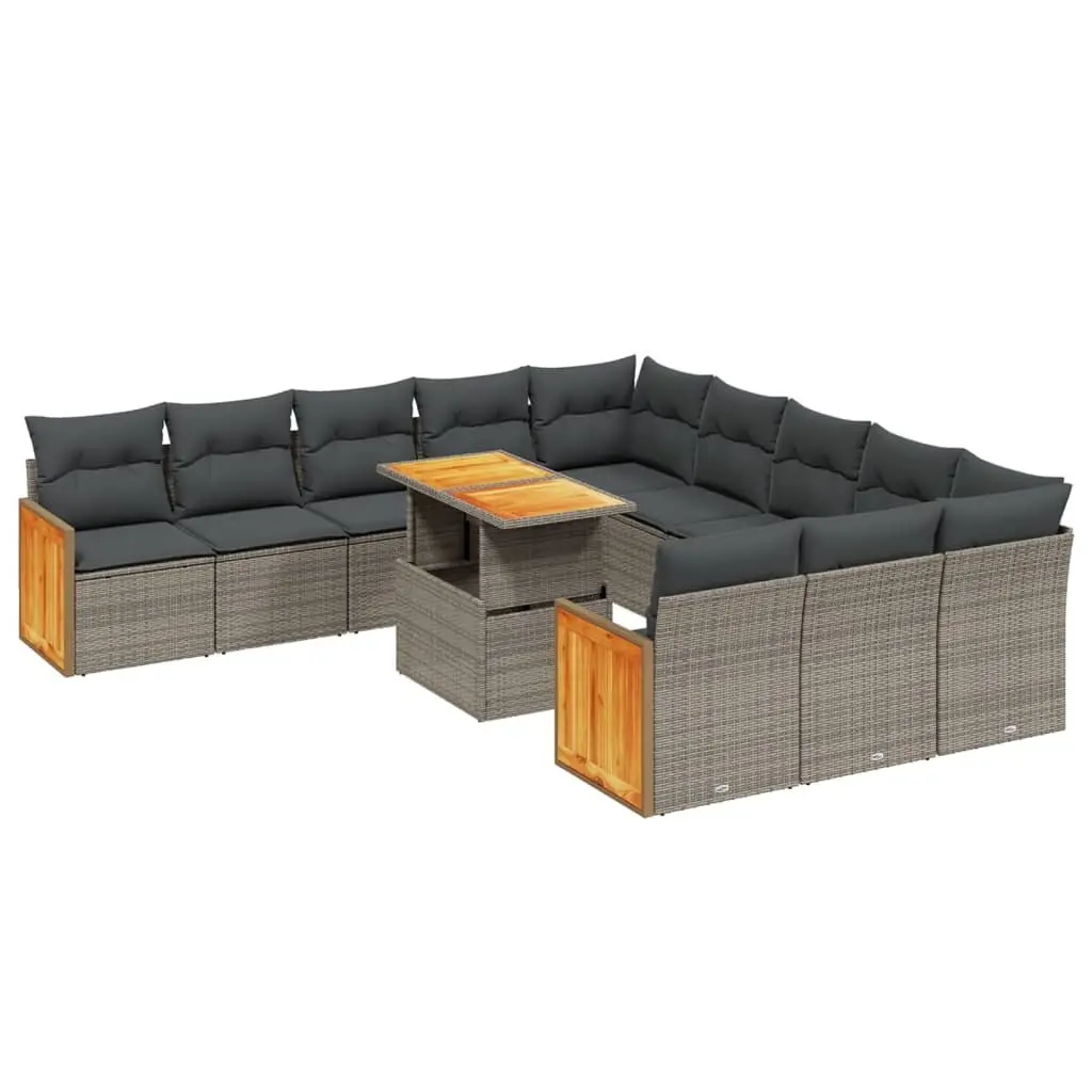Modular Grey PE Rattan Outdoor Sofa Set 11 Piece Patio Furniture
