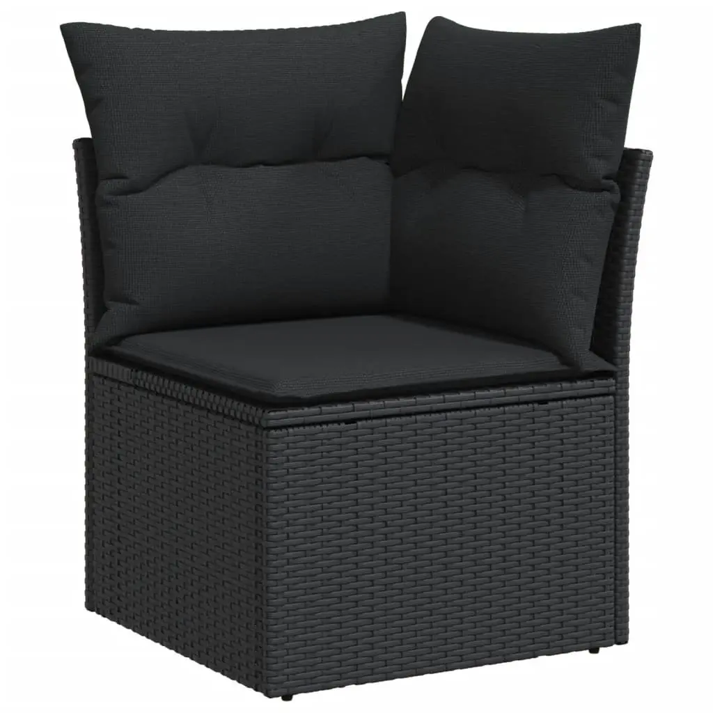 Garden Sofa Set 11 Piece Outdoor Furniture Black Poly Rattan Patio Seating with