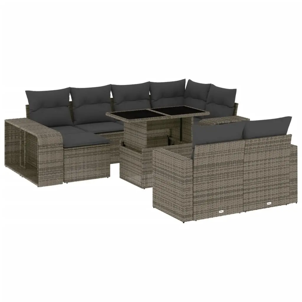 Garden Sofa Set PE Rattan 11 Piece Modular Outdoor Furniture Grey