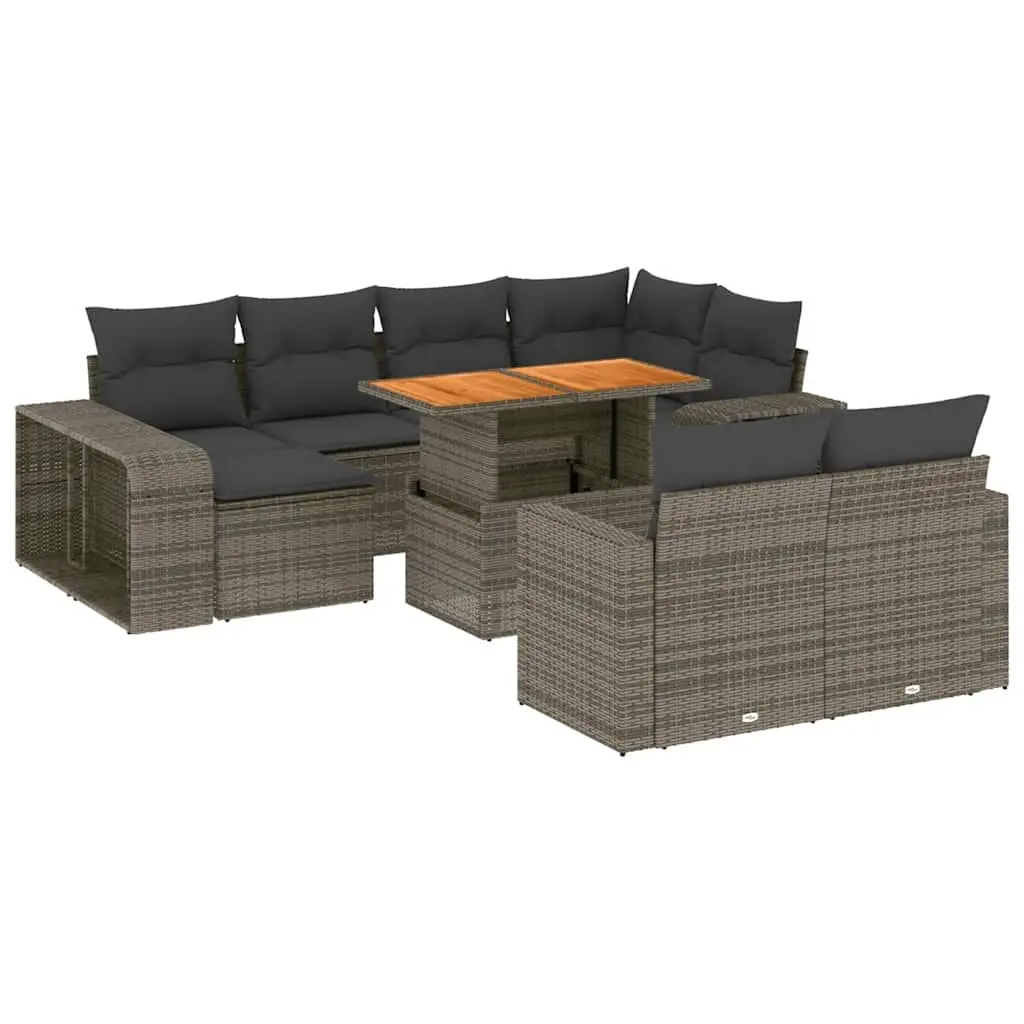 Modular Outdoor Furniture Grey PE Rattan 11 Piece Sofa Set for Patio Garden