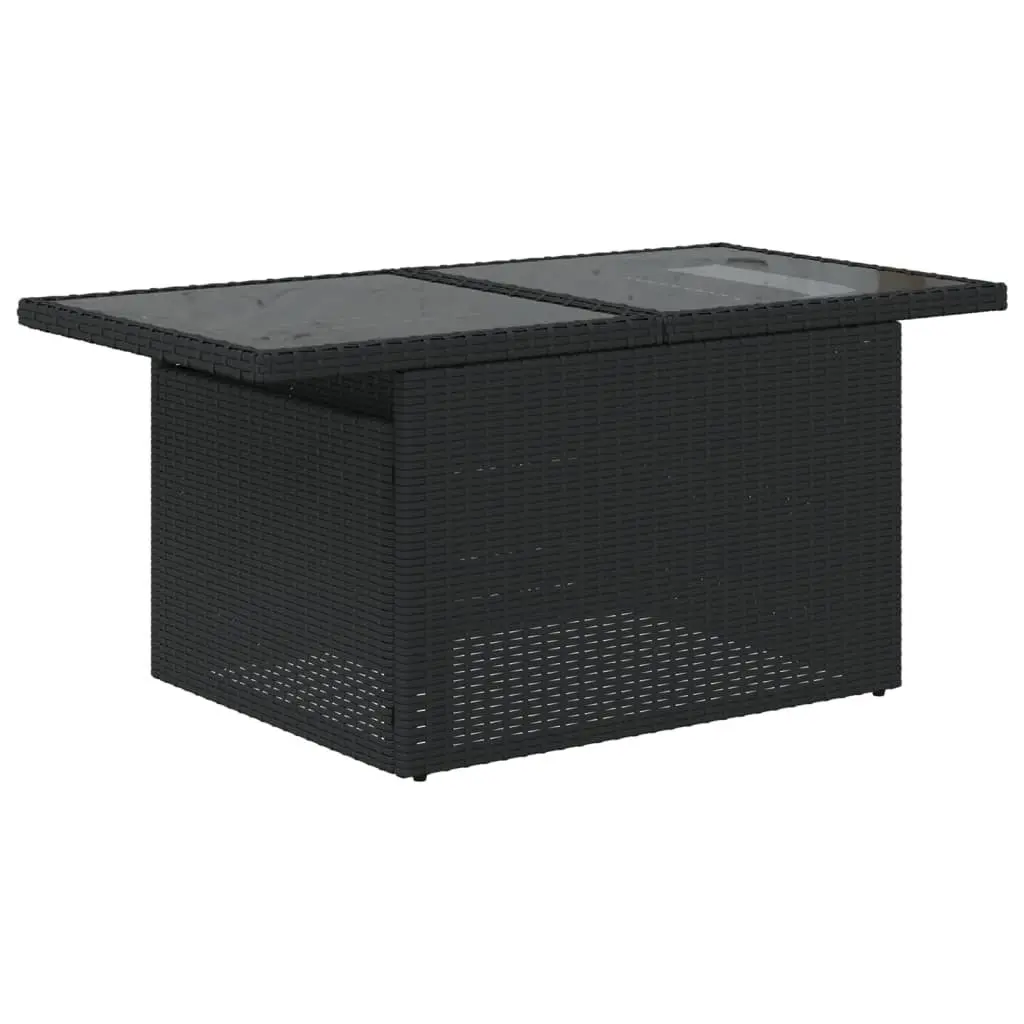 Outdoor Sofa Set PE Rattan 7 Piece Modular Black with Cushions