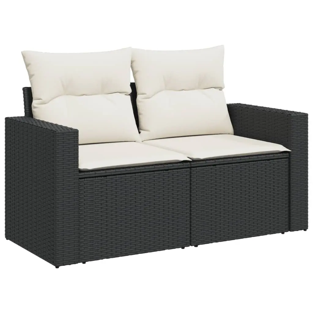 Garden Sofa Set 8 Piece Modular Outdoor Furniture Black PE Rattan