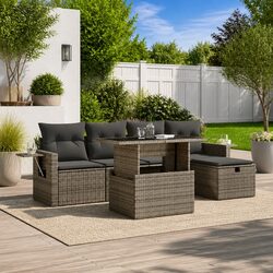 Practical 6-Piece Grey Garden Sofa for Outdoor Use