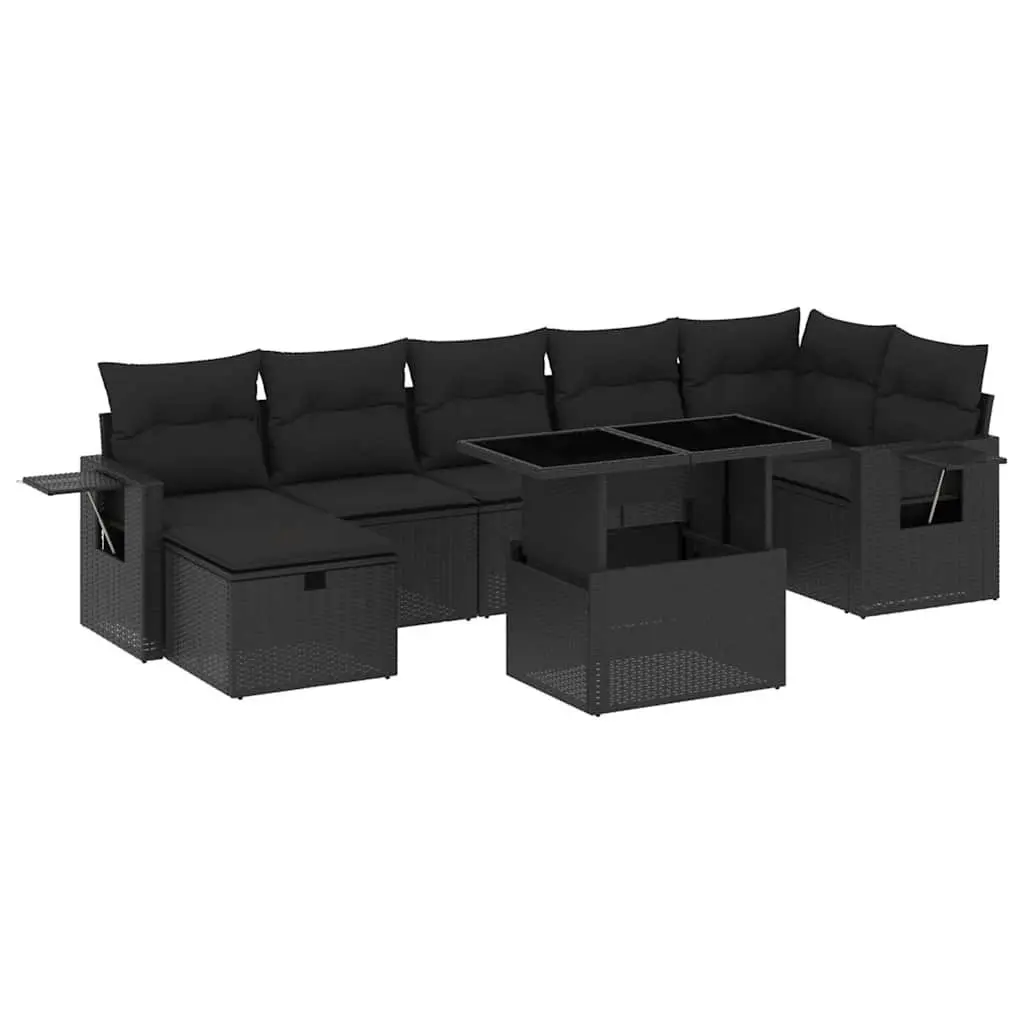 Garden Sofa Set Modular PE Poly Rattan 8 Piece Outdoor Patio Furniture Black