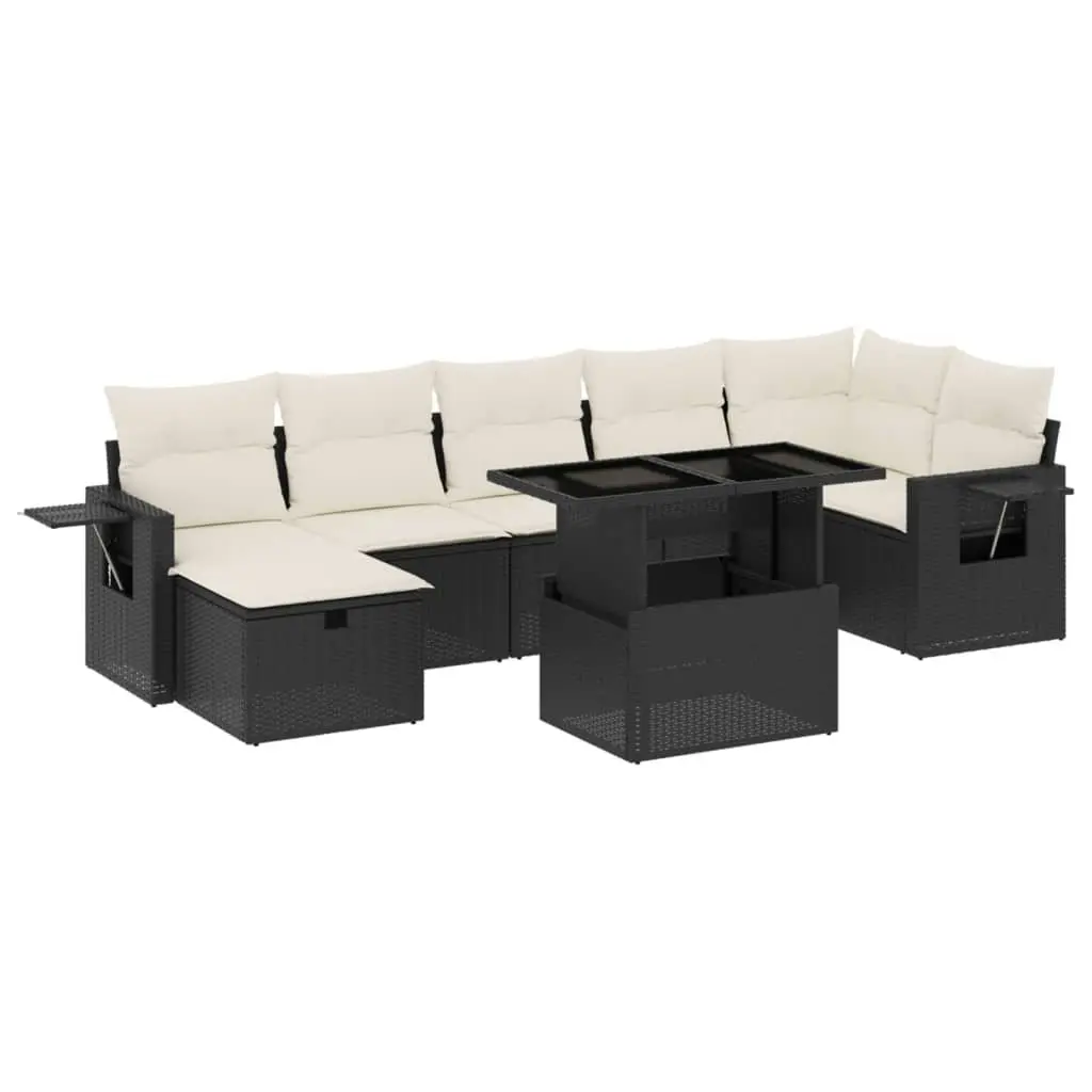 Garden Sofa Set 8 Piece Outdoor Furniture Patio Seating Black Poly Rattan