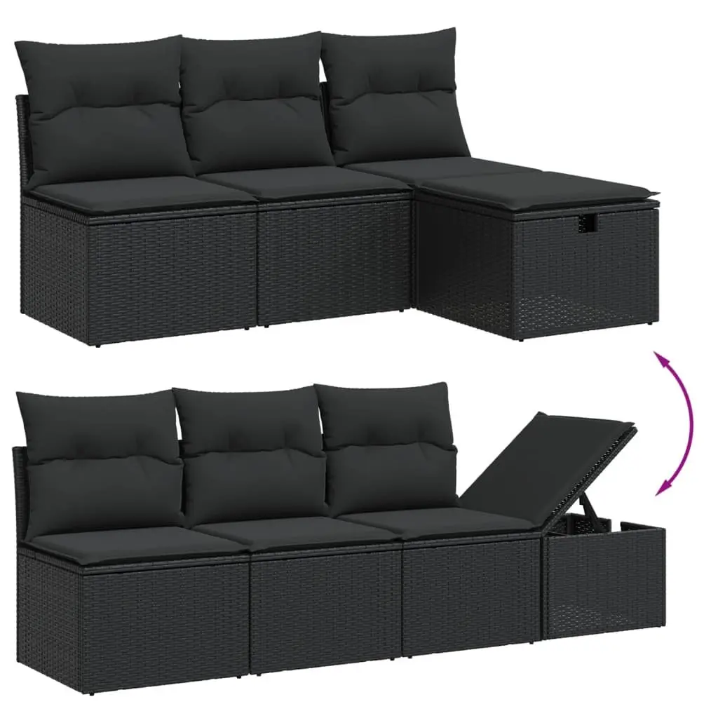 Garden Sofa Set Poly Rattan 9 Piece Black Outdoor Furniture Modular Patio Lounge
