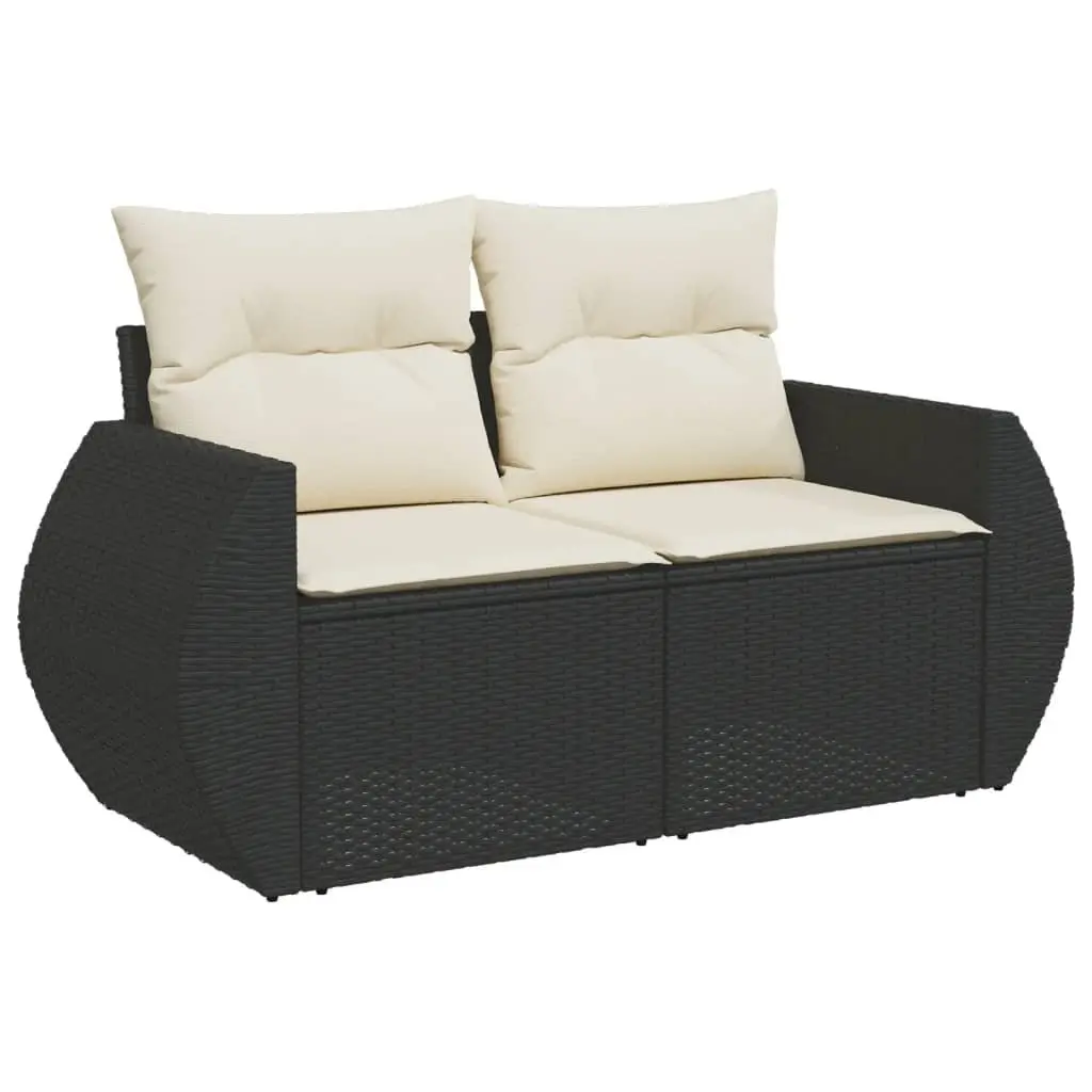 Garden Sofa Set 8 Piece Outdoor Furniture Black Poly Rattan Patio Sectional