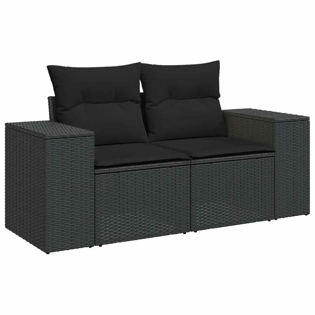 Garden Sofa Set Modular PE Rattan 6 Piece Outdoor Furniture Black