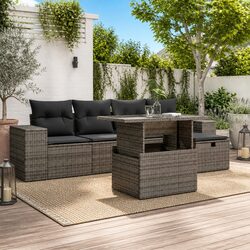 Flexible 6-Piece Grey Outdoor Sofa Set for Relaxation