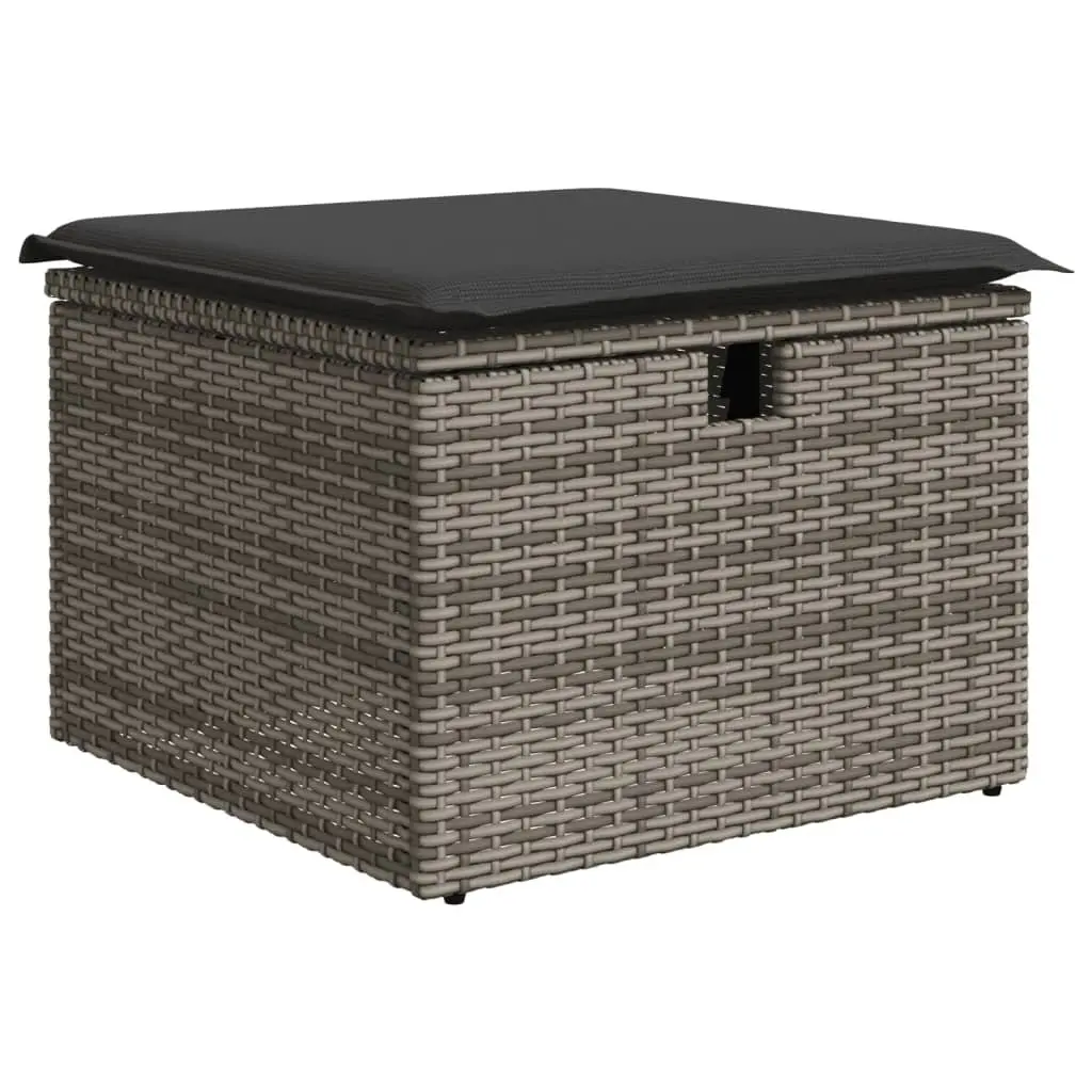 Modular Outdoor Furniture Set Grey PE Rattan 8 Piece Patio Sofa with Adjustable Tabletop and Washable Cushions