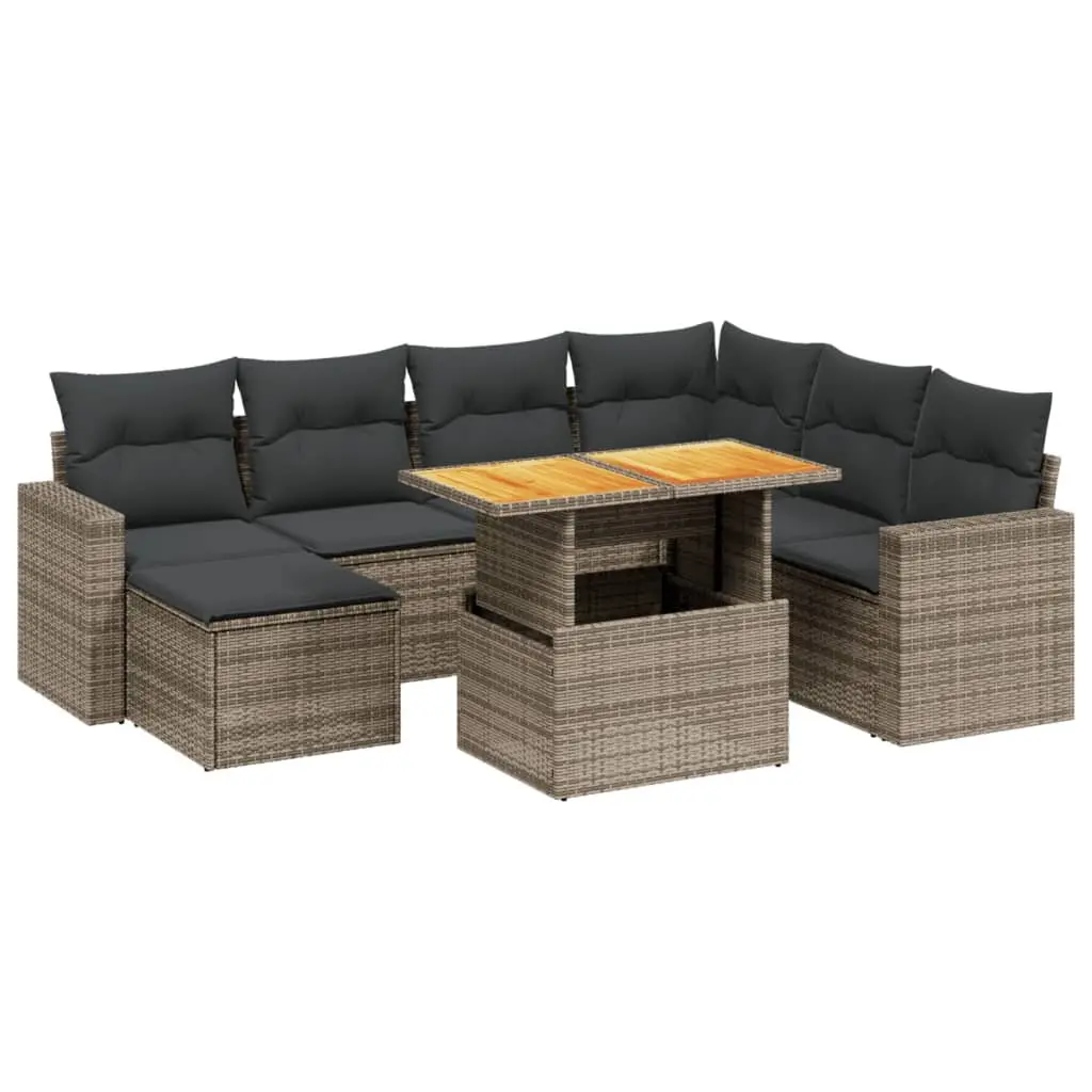 Garden Sofa Set 8 Piece Outdoor Furniture Grey Poly Rattan Modular Patio Lounge