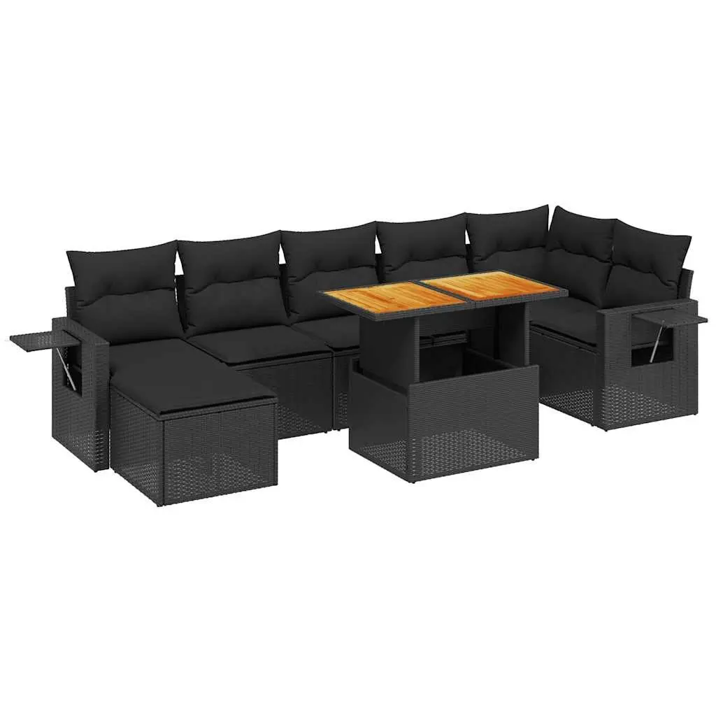 Garden Sofa Set PE Rattan Modular 8 Piece Outdoor Furniture Black