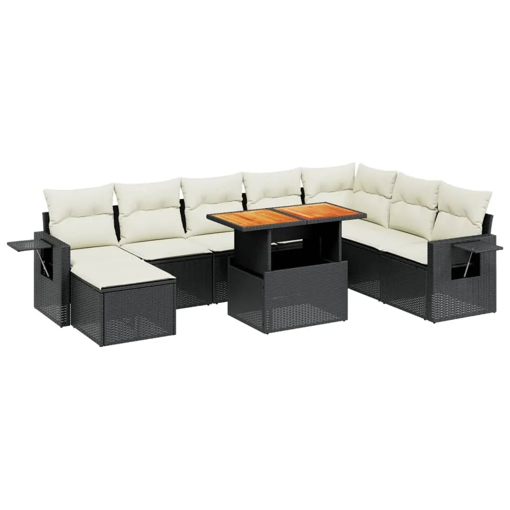 Garden Sofa Set Modular PE Rattan 9 Piece Outdoor Furniture Patio Seating Black
