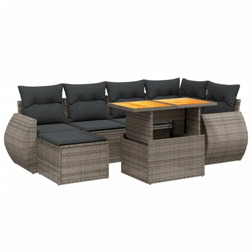 Garden Sofa Set 7 Piece Outdoor Furniture Patio Grey Poly Rattan Modular