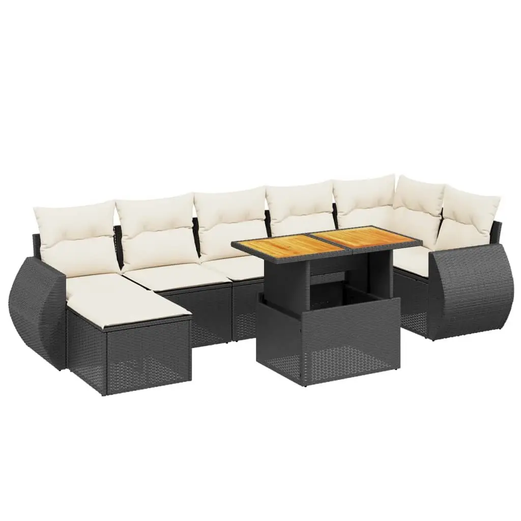 Garden Sofa Set 8 Piece Outdoor Furniture Patio Black Poly Rattan Modular Lounge