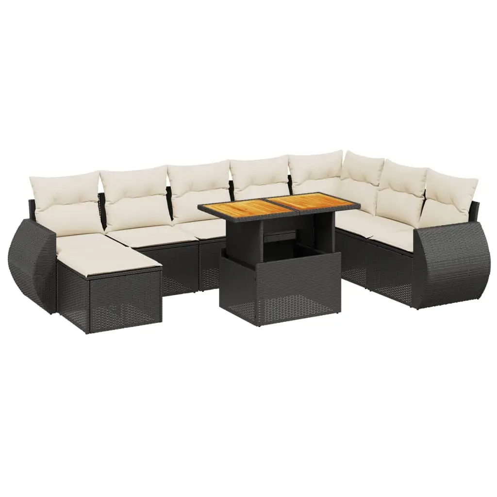 Outdoor Garden Sofa Set 9 Piece Patio Furniture Black Rattan Modular Lounge