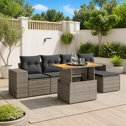 Versatile 6-Piece Modular Outdoor Sofa Set in Grey