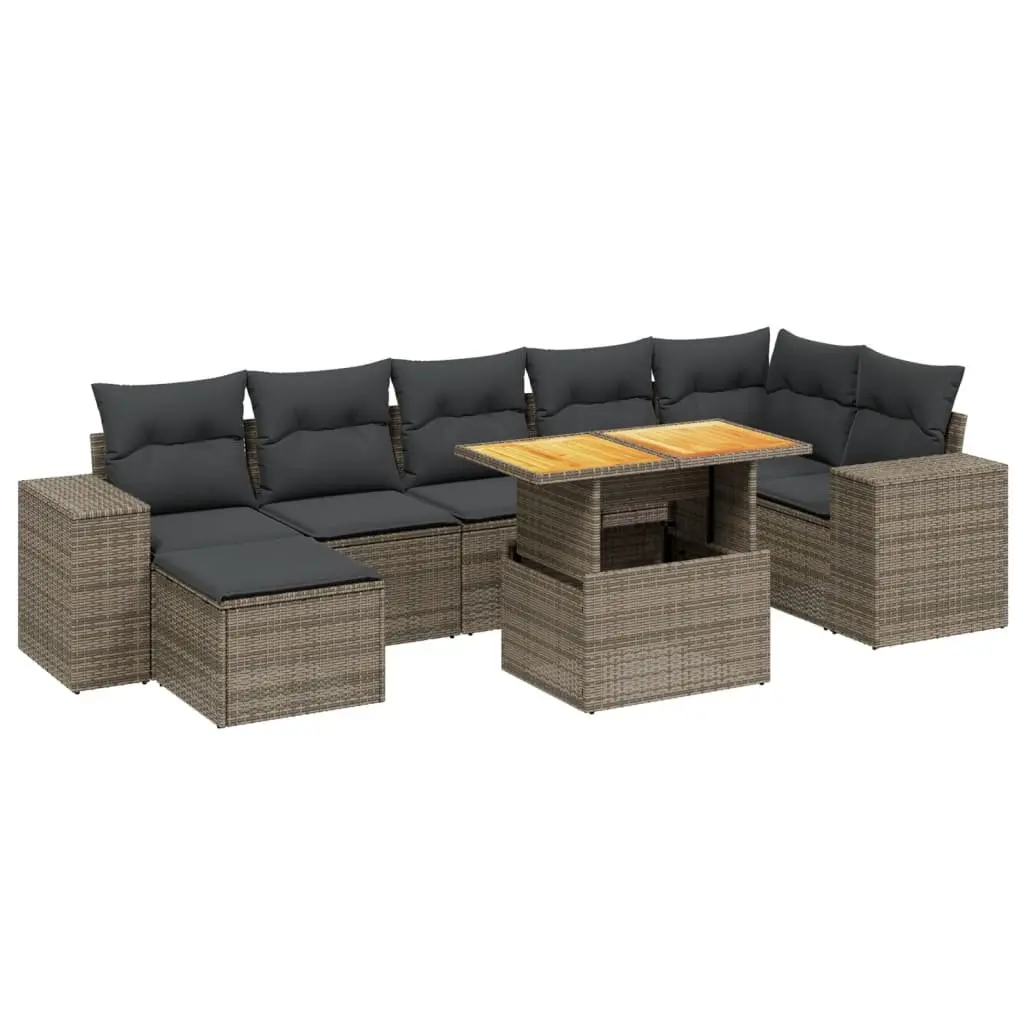 Garden Sofa Set 8 Piece Outdoor Furniture Grey Poly Rattan Patio Seating