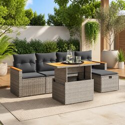 Practical 6-Piece Grey Garden Sofa Set for Any Outdoor Area