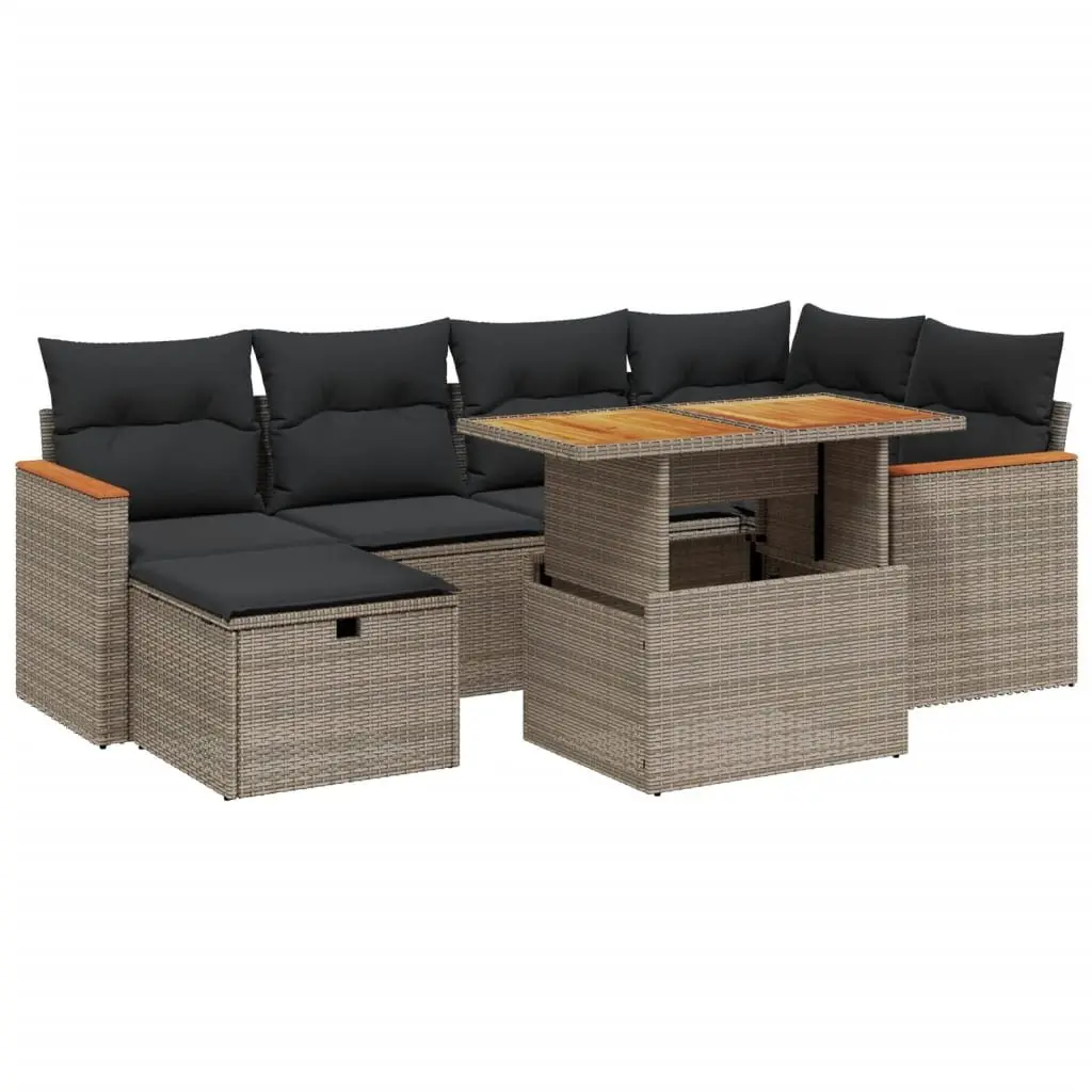 Garden Sofa Set PE Rattan Modular 7 Piece Outdoor Furniture Patio Lounge Grey