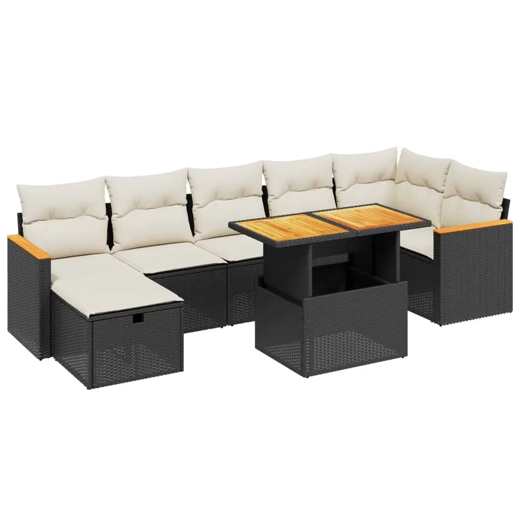 Garden Sofa Set PE Rattan 8 Piece Outdoor Furniture Black Modular Lounge
