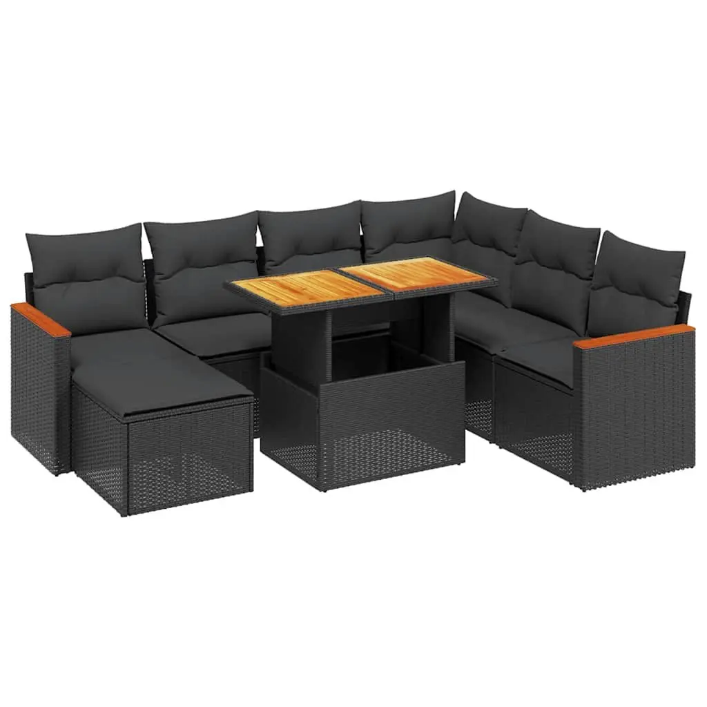 Garden Sofa Set Modular PE Rattan 8 Piece Outdoor Furniture Black
