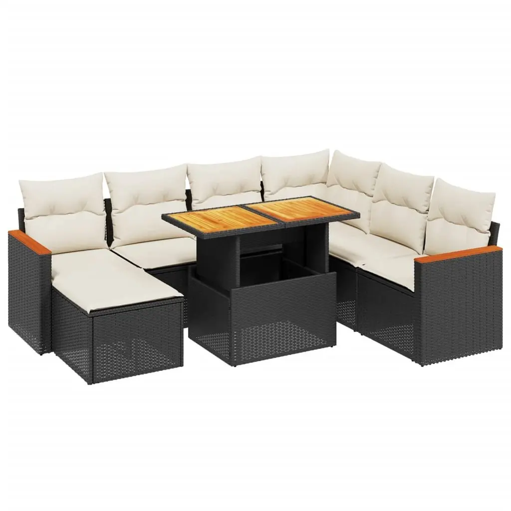 Garden Sofa Set Poly Rattan 8 Piece Outdoor Furniture Black Modular