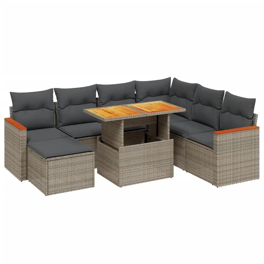 Garden Sofa Set PE Rattan Modular 8 Piece Outdoor Furniture Patio Seating Grey
