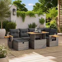 7 Piece Garden Sofa Set with Cushions Grey Outdoor Furniture Patio Lounge