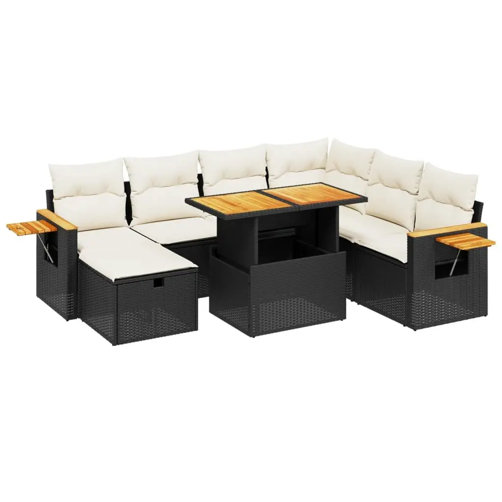 Garden Sofa Set PE Rattan Modular 8 Piece Outdoor Furniture Black