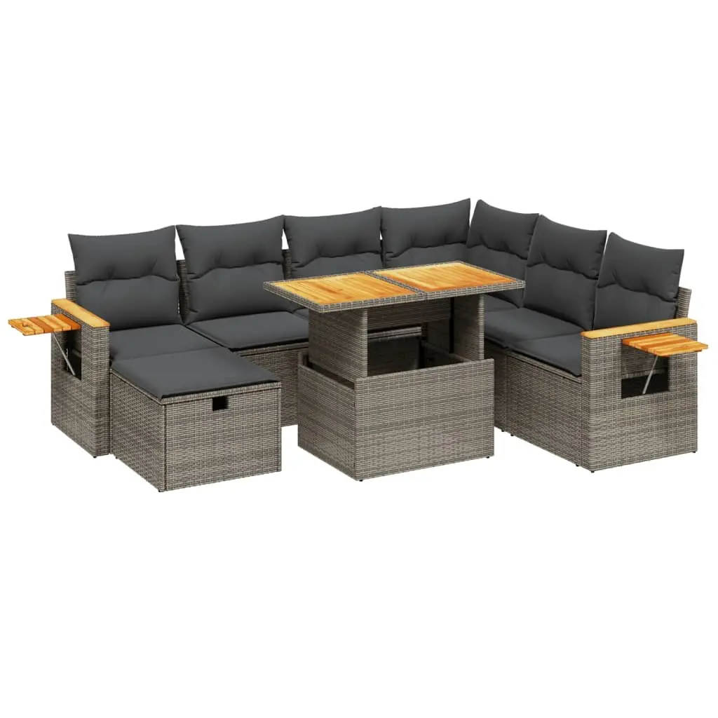 Garden Sofa Set PE Rattan 8 Piece Modular Outdoor Furniture Grey Patio Lounge