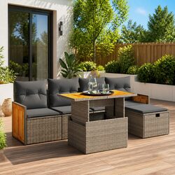 Practical 6-Piece Grey Outdoor Sofa Set for Patios