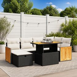 7-Piece Black Patio Sofa Set