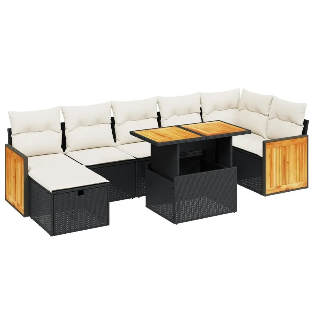 Garden Sofa Set Modular PE Rattan 8 Piece Outdoor Furniture Black