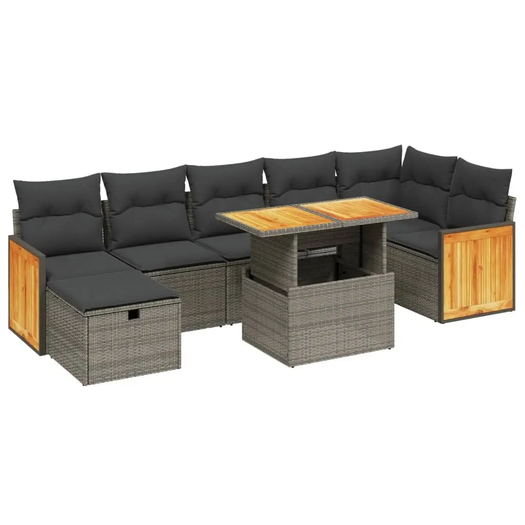Garden Sofa Set 8 Piece Outdoor Furniture Patio Sectional with Cushions Grey